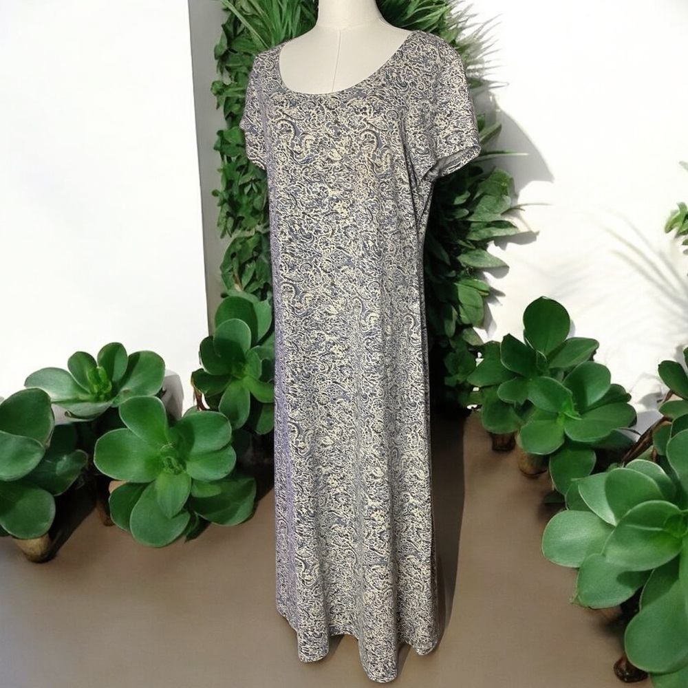 Peruvian Connection L NWOT Cotton
Paisley Maxi Dress T-Shirt
Sleeve Black Gray - Picture 2 of 8
